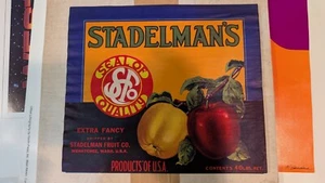 Original scarce STADELMAN'S apple crate label Wenatchee Washington extra fancy - Picture 1 of 4