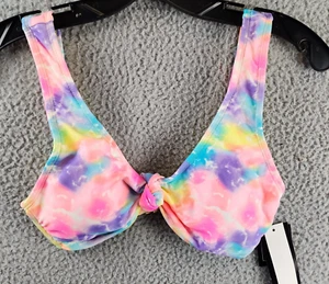 California Waves Tie Dyed Knotted Bralette Bikini Top Juniors Small Multicolor - Picture 1 of 13