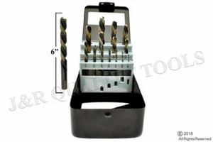 15 Pc. Left Hand Drill Bit Set Black and Gold 135 Degree Split Point Box - Picture 1 of 1