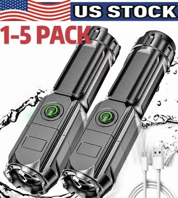 Linterna LED recargable 990000LM táctica súper brillante antorcha con zoom Foto 1 de 4