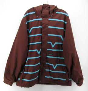 Volcom Jacket Men Large Red Parka Ski Snowboarding Coat Hoodie Striped Skiing * - Picture 1 of 21
