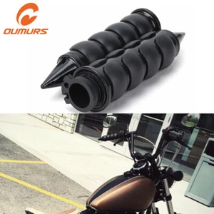 Empuñaduras de manillar negras de 1" para motocicleta Harley Bobber Chopper Cruiser - Imagen 1 de 12