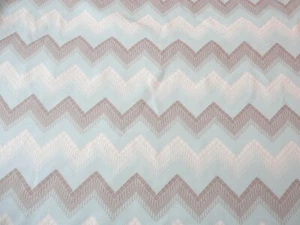 Vintage 1970's Polyester Knit Sewing Fabric Blue Chevron Print Remnant 43"x60"  - Picture 1 of 3