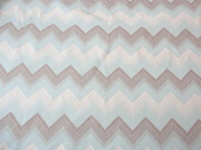 Vintage 1970's Polyester Knit Sewing Fabric Blue Chevron Print Remnant 43"x60"  - Image 1 of 3
