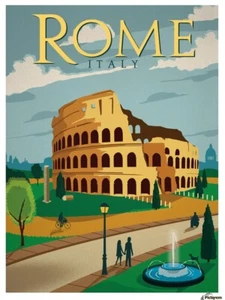 Rome colosseum Art Travel Poster Vintage Style Retro 20 x 30 1930s Wall Art - Picture 1 of 1