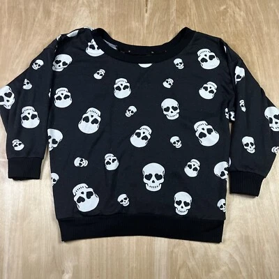 Suéter para mujer negro con estampado de calaveras encaje espalda manga larga gótico Rockabilly talla S Foto 1 de 4