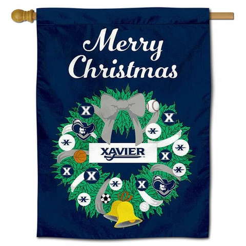 Xavier University Happy Holidays Christmas Decorative House Flag Cover