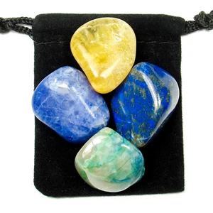 THYROID MANAGER Tumbled Crystal Healing Set = 4 Stones + Pouch+ Description Card - Imagen 1 de 2