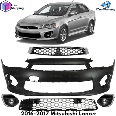 Front Bumper Cover Fascia & Grille Assembly Kit For 2016-2017 Mitsubishi Lancer - Image 1 of 4