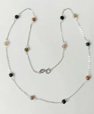 Collana in argento 925 con dischi di tormaline naturali colorate e sfaccettate - Immagine 1 di 3