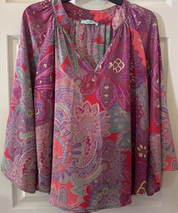 Karlie mehrfarbiger leichter VNeck Pullover Oberteil Large - Bild 1 von 5