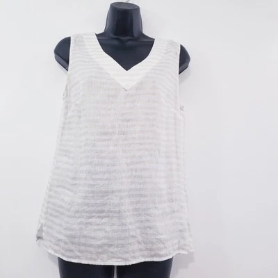 Lucy & Laurel Women size Small 100% Linen Gold Metallic Blouse Sleeveless - Image 1 of 4