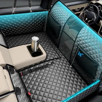 Cubierta de asiento de coche de alta barrera para perros, extensor de asiento trasero impermeable para perros, asiento de coche Foto 1 de 4