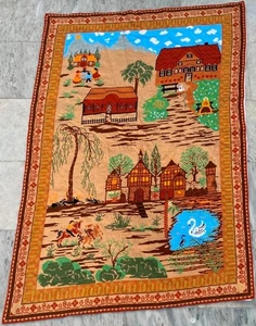 Vintage Aubusson Tapestry, Needle Point Tapestry,French Tapestry 3x4 ftFree Ship - Picture 1 of 7