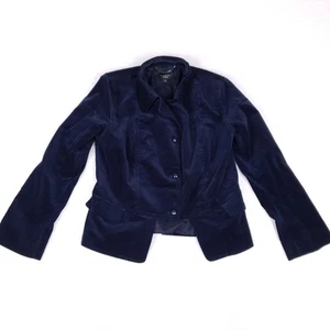 Talbots Blazer Jacket Women’s 10 Navy Blue Cotton Blend Tailored Workwear - Picture 1 of 9