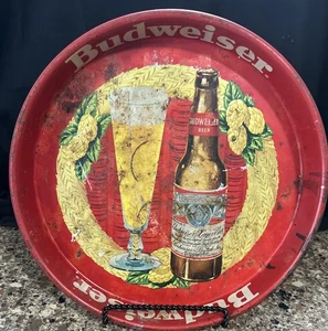 Vintage Canco Budweiser Lager Preferred Everywhere Beer Drink Serving Tray 13" - Picture 1 of 10
