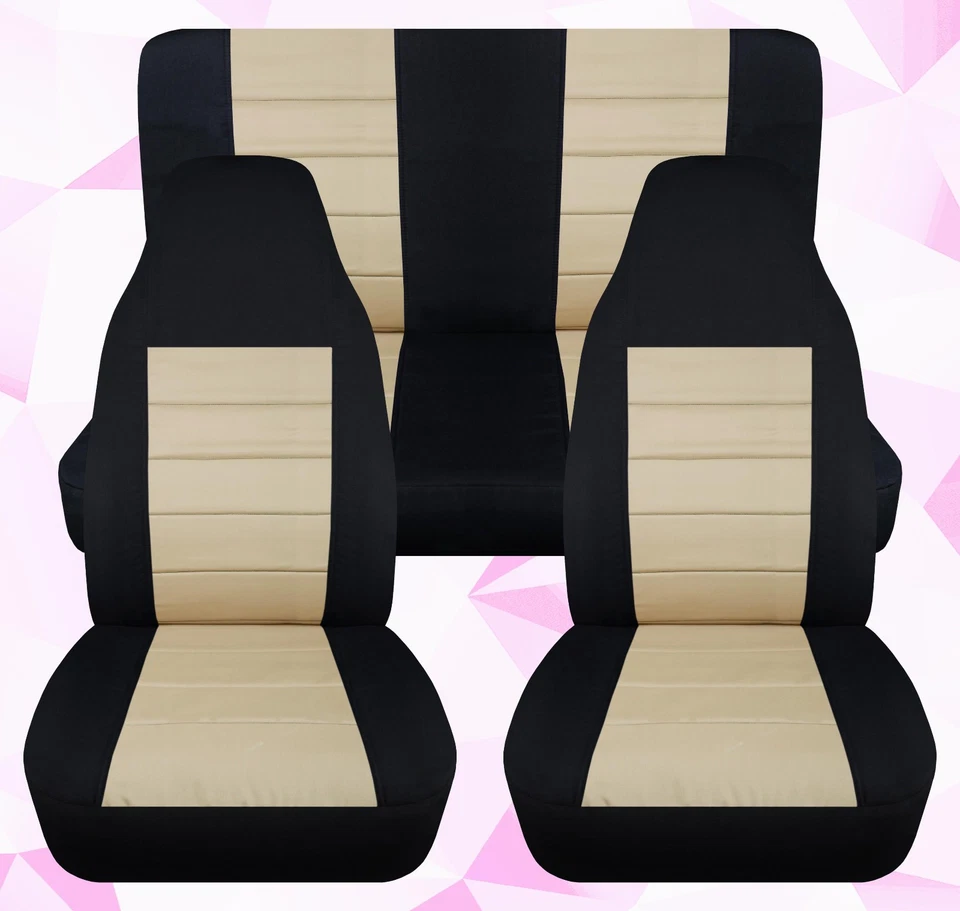 Fundas de asiento delanteras y traseras para Jeep Wrangler LJ 2003-2006 algodón arena negro Foto 1 de 1