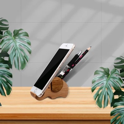  Stifthalter Mit Telefonständer Holztelefonständer Smartphone-Halter - Bild 1 von 4