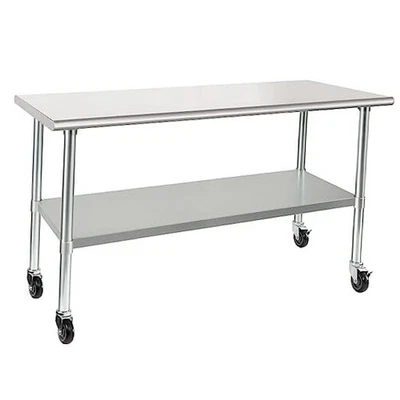 Mesa de acero inoxidable HARDURA con ruedas ruedas de 24 x 60 pulgadas NSF 24" x 60" Foto 1 de 4