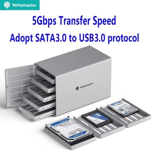 5 Bay 2.5/3.5 Inch SATA Hard Drive Enclosure USB C HDD/SSD Enclosure with Fan - Picture 1 of 9