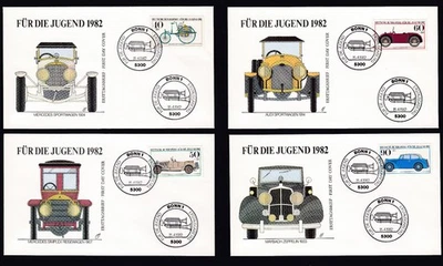 GERMANY FDC 1982 Complete Set Michel 1123/26 Youth: Historical Cars - Image 1 of 2