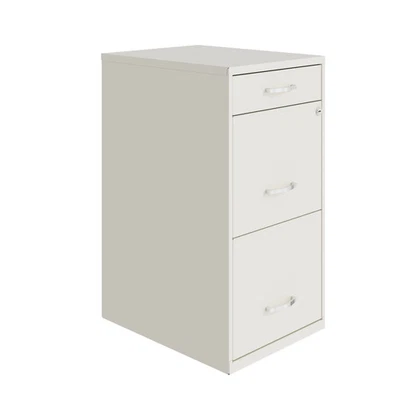 Space Solutions 18" Deep 3 Drawer Metal File Cabinet, Cultured Pearl Cultured