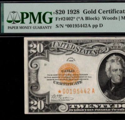 1928 $20 Gold Certificate Star - PMG Very Fine 35 - *00195442 - Image 1 of 3