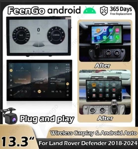 Radio táctil de coche de 13,3" estéreo Carplay GPS actualización para Land Rover Defender 18-24 - Imagen 1 de 22