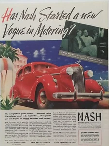 1937 vintage Nash automobile print ad, beautiful red color - Bild 1 von 1