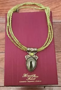 * Natural Peridot bead Sterling 925 VTG necklace Jade PENDANT Collector Piece * - Picture 1 of 17