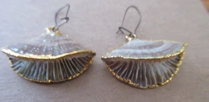 Vtg Gold Dipped Mushroom Coral Earrings - Picture 1 of 3