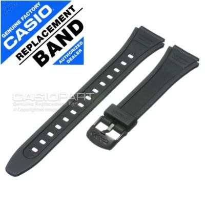 Genuine Casio Watch Band for W-201-1AV W-201-2AV W-201G-9AV Black Rubber Strap - Image 1 of 2