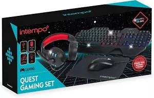 Intempo 4 in 1 Gaming LED Backlit USB Keyboard Mousepad Headset With Microphone - Picture 1 of 8