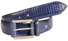  Exclusive Mens Reptile Skin Antique Buckle Blue Stitched Genuine Leather Belts