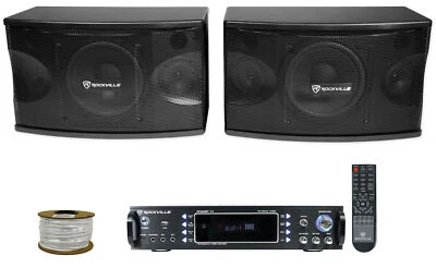 2) Rockville KPS80 8" 800w Wall Speakers+Bluetooth Amp For Restaurant/Bar/Cafe - Image 1 of 4