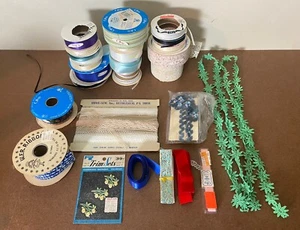 Antique Vintage Ribbon Lot Large Huge Velvet Lace Yardage Sew Trim &New - Picture 1 of 12
