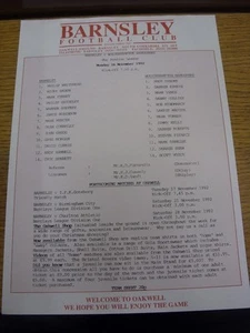 16/11/1992 Barnsley Reserves v Wolverhampton Wanderers Reserves. Gracias por vi - Imagen 1 de 1