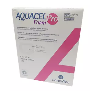 Box of 5 Aquacel Pro 421579 8″ x 7″ Adhesive Silicone Foam Dressing - Picture 1 of 1