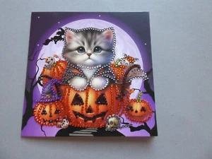 Grußkarte Halloween Herbst Katze Strass Diamond Painting - Bild 1 von 1