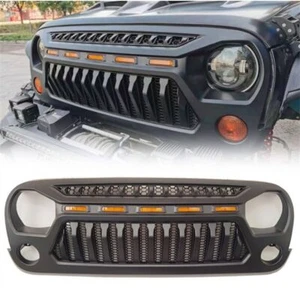 Front Grille Fits for Jeep Wrangler 2007-2017 JK 2D 4D W/Light ABS Matte Black - Picture 1 of 9