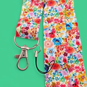 FLOWERS LANYARD colorful floral neck strap garden florist name tag key ring 4V - Picture 1 of 4