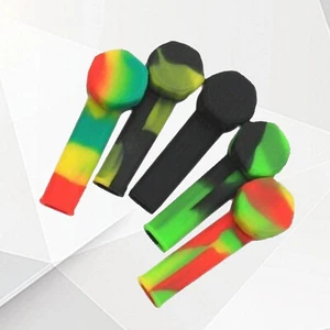 5x 3.4'' Mini Silicone Smoking Hand Pipe with Metal Bowl & Cap Lid Pocket Pipe2C - Picture 1 of 10