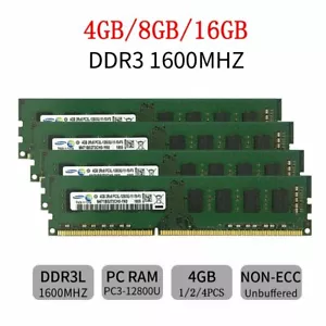 16GB 8GB 4G DDR3L 1600Mhz PC3L-12800 240Pin 1.35V Desktop Memory RAM Samsung LOT - Picture 1 of 14