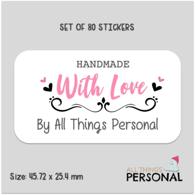 Personalised Handmade With Love Stickers Gift Packaging Seals Home Craft x80