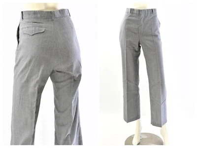 Pantalones de pierna recta delanteros planos grises vintage años 70 para mujer 4/6 tiro medio ángulos vuelo Foto 1 de 4