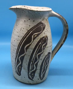 Steingut Krug Kanne Henkel groß Handarbeit Keramik signiert - Bild 1 von 10