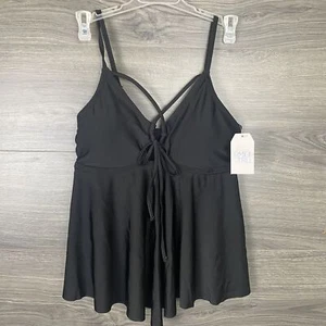 Missy Swim Separates Swim Suit Top Tankini S 4-6 Rich Black Padded Bra - Picture 1 of 7