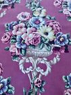 LUXE 30s Rococo Urns of ROSES on Creamy Purple Barkcloth Vintage Fabric PILLOWS