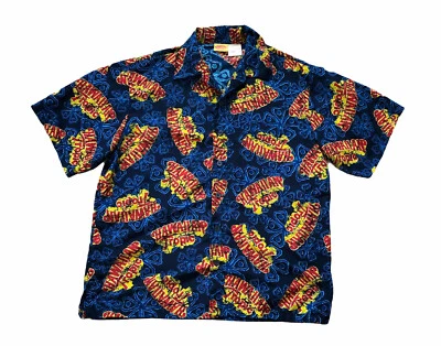 Hawaiian Tropic Sunscreen Mens L Floral Hawaiian Camp Shirt Sun Tan Lotion Logo - Image 1 of 3