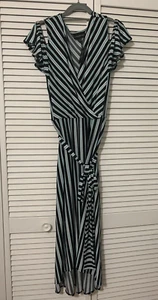 Abito Lane Bryant a righe maxi lungo 22/24 spalle fredde vita elasticizzata nuovo - Foto 1 di 11